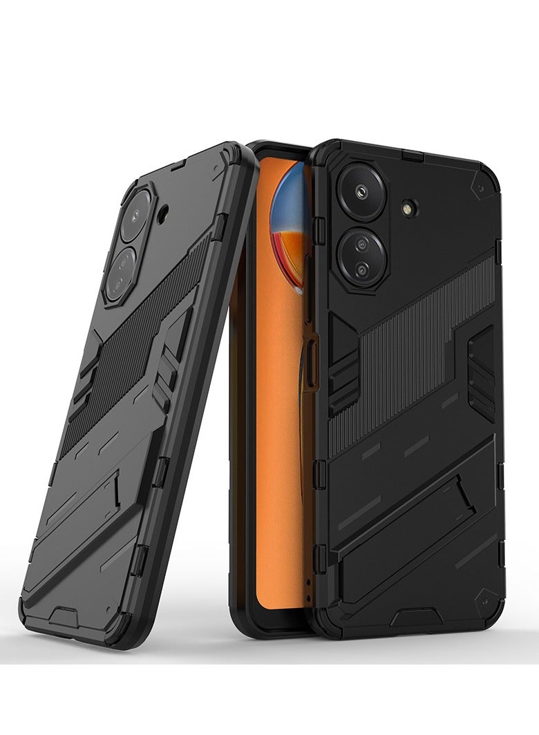 الغلاف مناسب لـ Redmi 13C / Xiaomi POCO C65، مصنوع من مادة TPU الناعمة و PC الصلبة، غلاف واقي قوي للجسم بالكامل يحمي من الصدمات، ويحتوي على وظيفة الوقوف، غلاف واقي مقاوم للخدوش. - Image 1